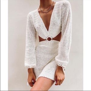 Beginning Boutique White Crochet Mini Dress